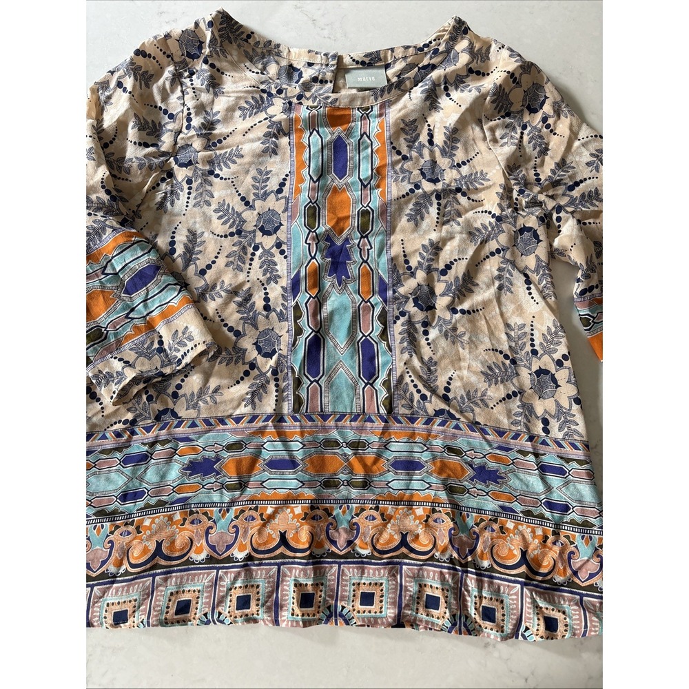 Maeve Anthropologie Womens Button Back Silk Sydney Blouse Top Shirt M 8 Boho